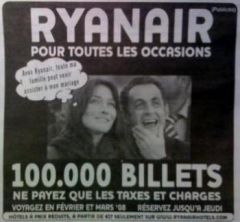 Pub Ryanair avec Carla et Sarkozy