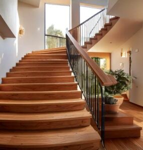 escalier bois demi tournant